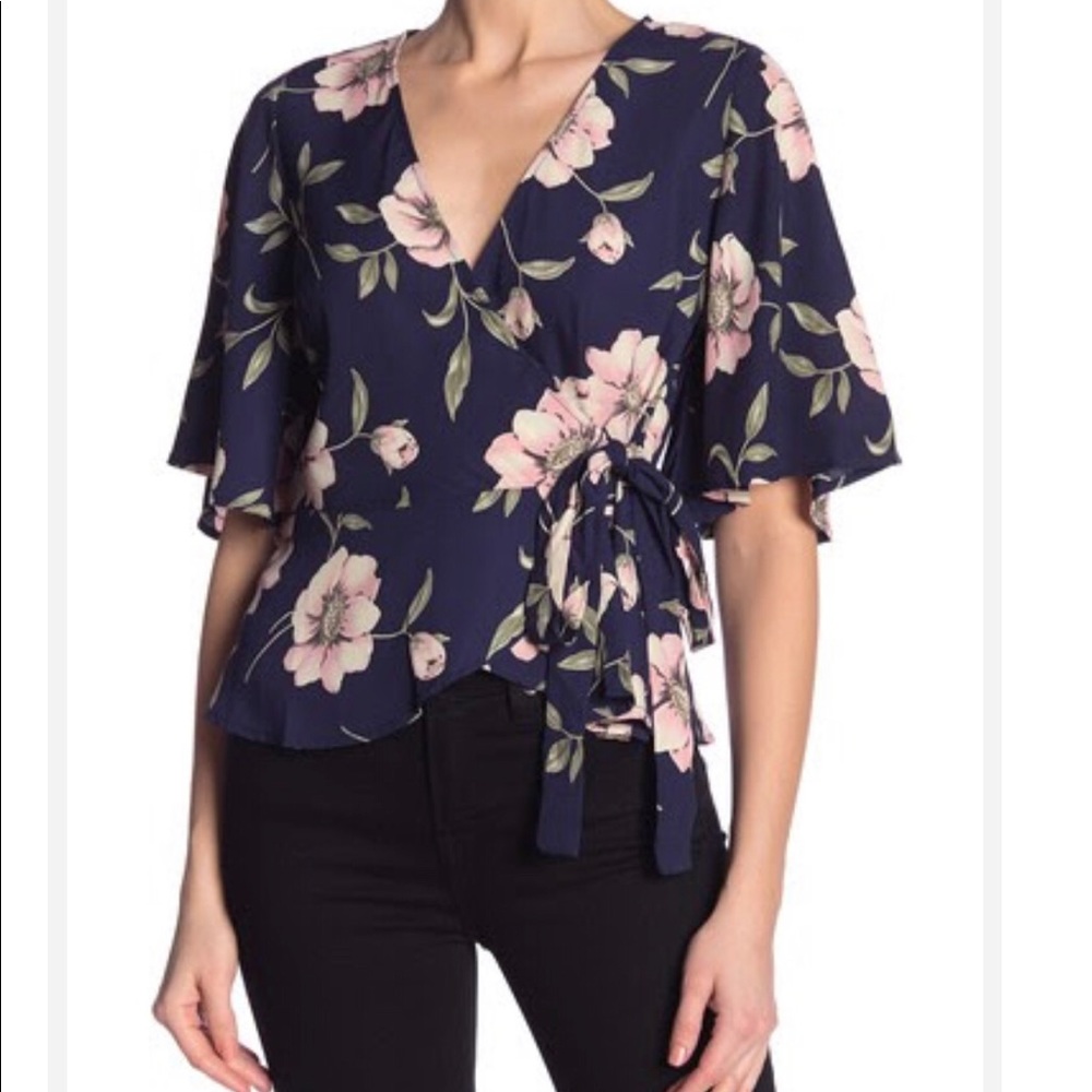 LIGHT AND AIRY! Floral Wrap Top